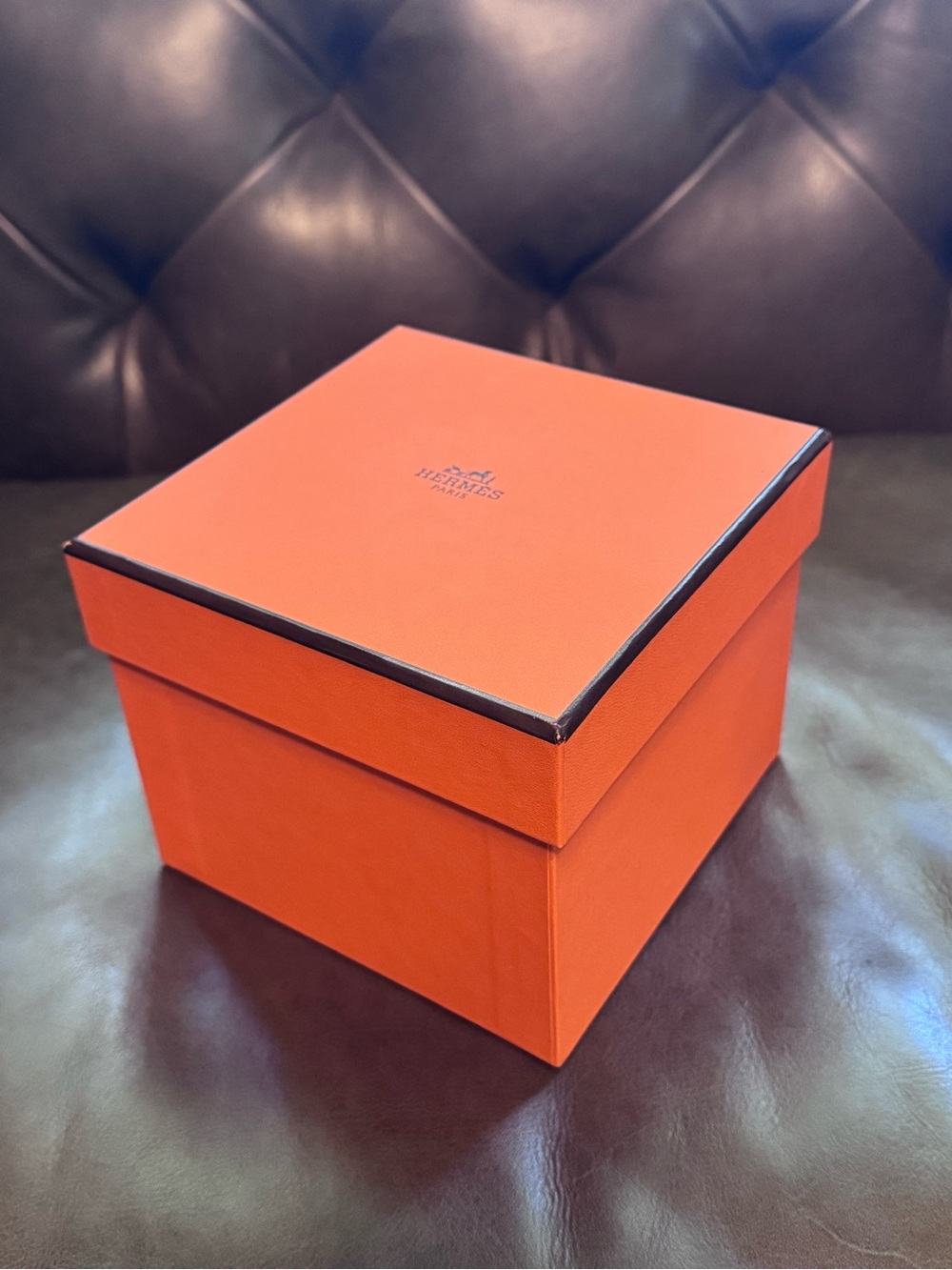 Authentic Hermes Signature Orange Orange Square Box! Like new!